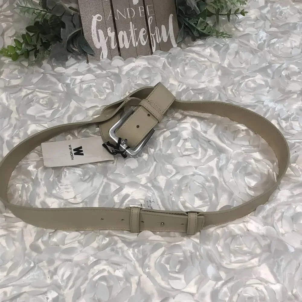 W by Worth Knot Belt Taupe Medium Leather Boho NWT